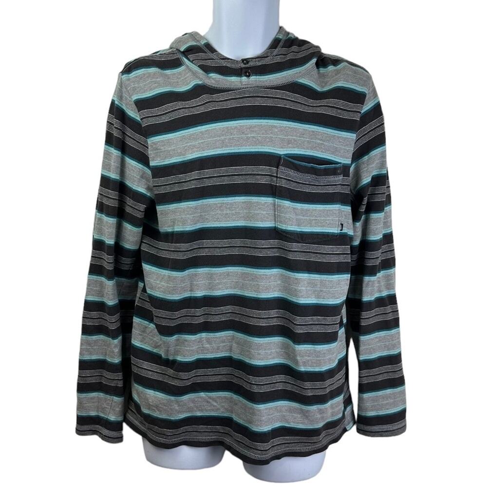 Vans Hooded Long Sleeve Pocket Tee Shirt Size Medium Blue Gray